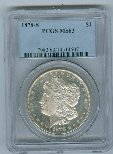 1878-S PCGS MS-63 MORGAN--CAMEO LIKE OBVERSE--SUPER WHITE COIN
