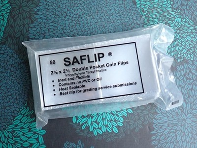 50 Saflip 2,5'' Doppeltasche Münzrähmchen / Flips - Premium Mylar Vinyl Kunststoff