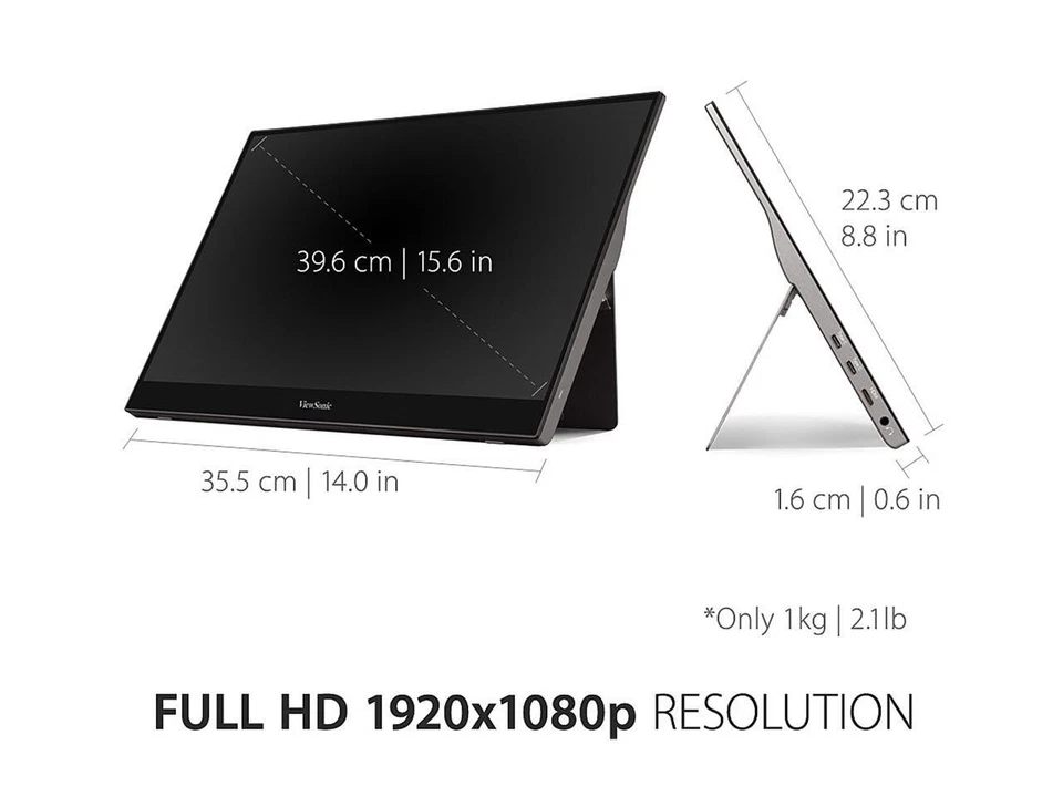 ViewSonic TD1655 15.6 Inch 1080p Portable Monitor with IPS Touchscreen, 2 Way - Image 4 of 4