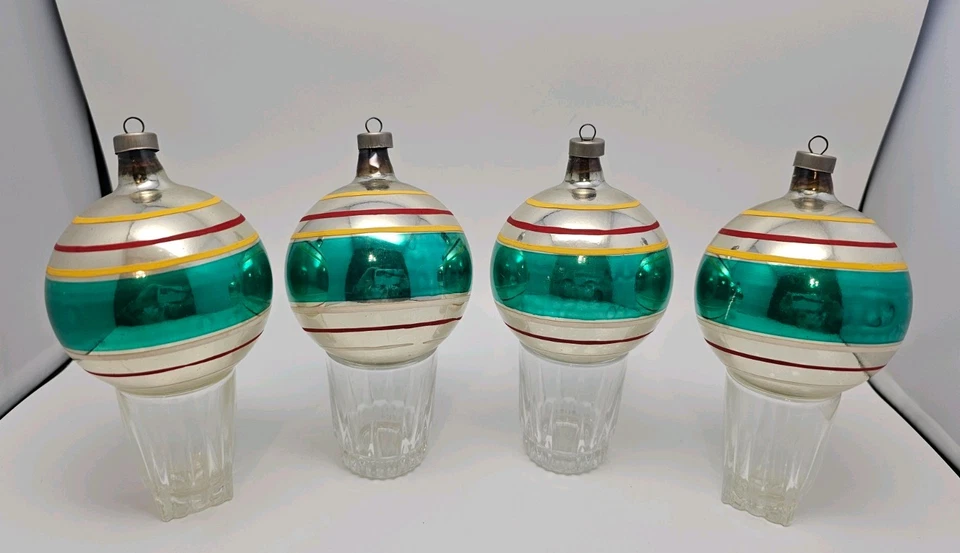 Vtg Premier Box Of 12 Glass Ornaments In Premier Box - Teal & RARE Orange Balls - Image 2 of 4