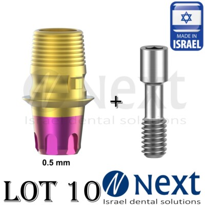 LOTx10 Abutment T-Base CAD/CAM MIS conical C1 V3 SP fit  HEX 0.5 mm colored