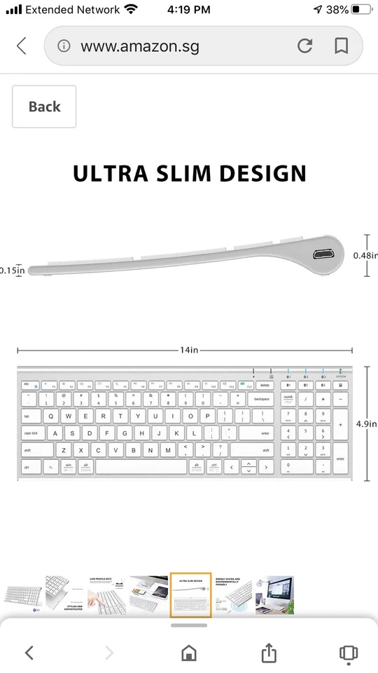 Iclever Ulta Slim Full Size Rechargeable Wireless Keyboard White New - Image 4 of 4