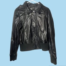 Line Leather Lambskin Jacket Size Large Black