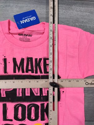 Boys Small 6-7 Pink Shirt Make Pink Look Cool Fun Novelty Short