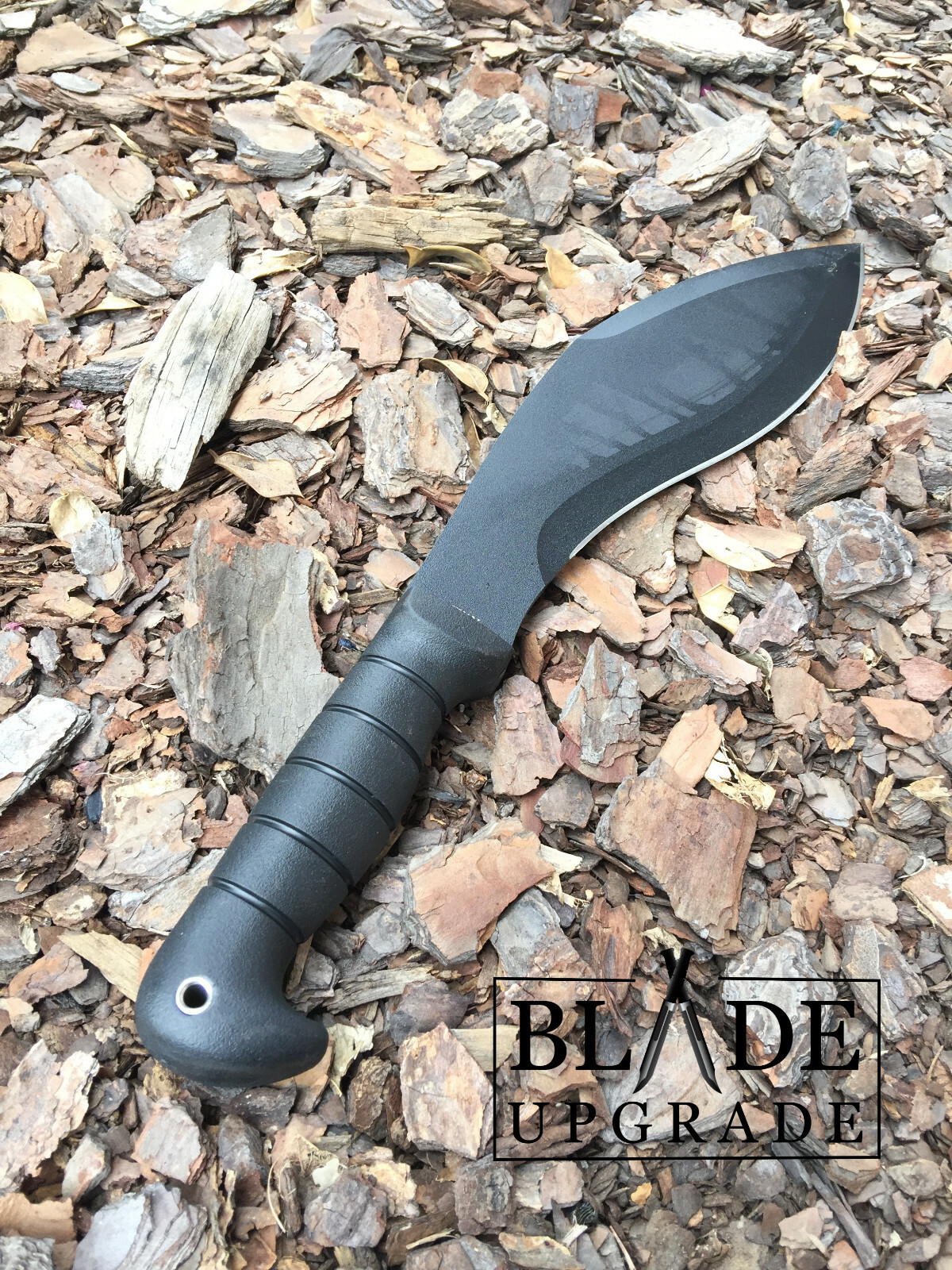 Ka-bar 16 1/4 Inch Machete Kukri Carbon Black Rubber Handle Fixed Knife 1249