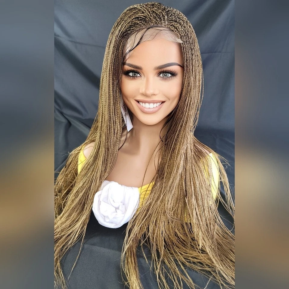 Ручной работы микро миллион косы парик медовый блондин полный кружева, легкий длинный, новый с Ярлыками  - Изображение 3 из 4