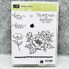 Stampin Up BIRTHDAY BLOOMS Unmounted Rubber Stamps