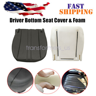 Driver Bottom Leather Seat Cover + Foam Dark Gray FOR 2003-2014 Chevy C Series