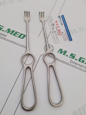 Surgical Orthopedic Volkmann Catspaw Retractors 3Prong 15mm Stainless Steel 2PC