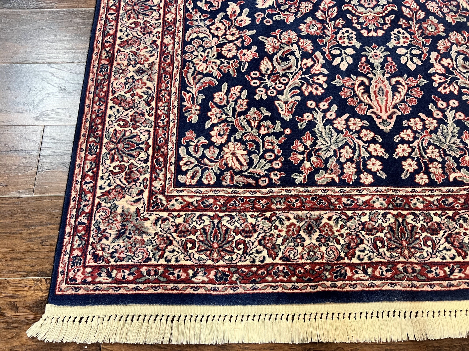 Karastan Kara Mar Rug 5.6 x 8.6 Navy Sarouk Belgium Power Loomed Wool