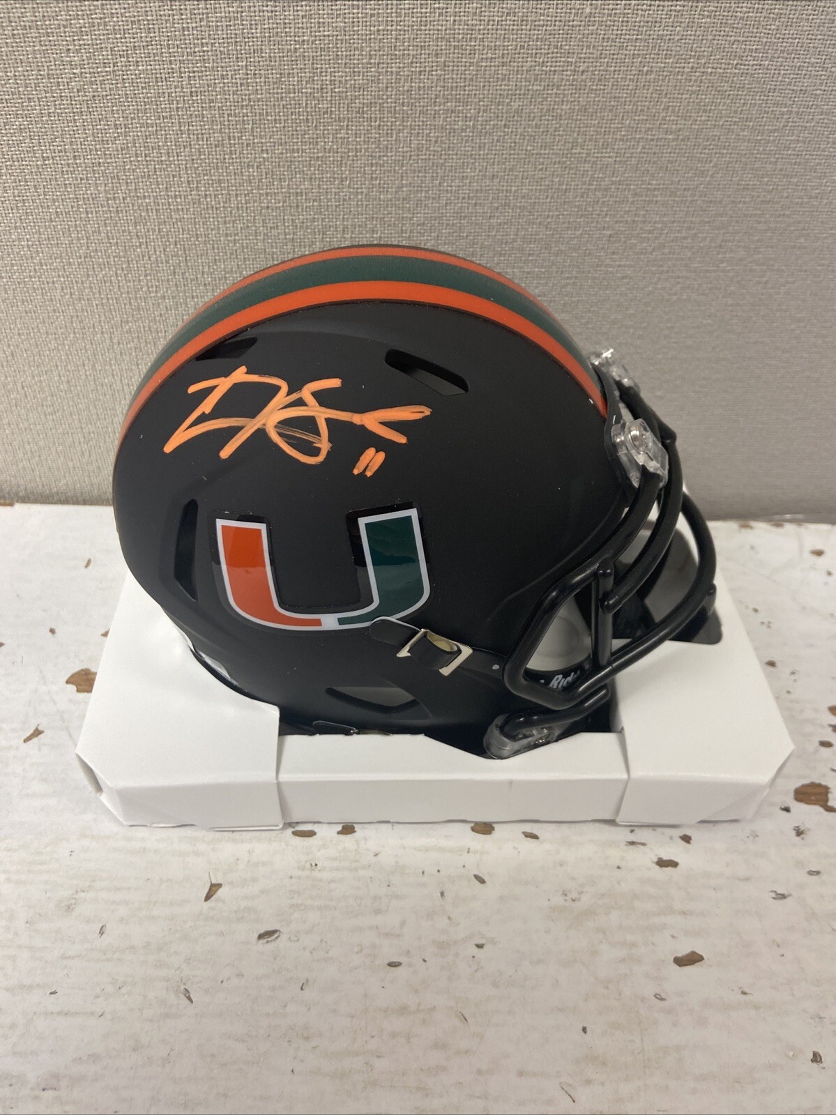 Carson Beck Autographed Signed Miami Hurricanes Riddell Speed Alt Black Mini Helmet Beckett 