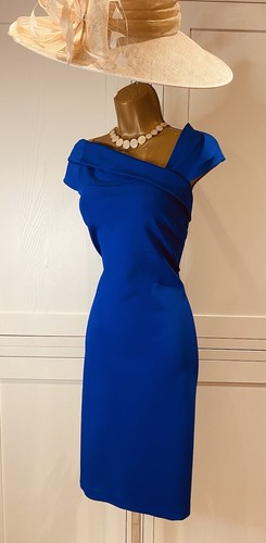 Reiss UK 14 Colbalt Blue Stretchy Bodycon Sleeveless Knee Length Occasion Dress - Picture 4 of 24