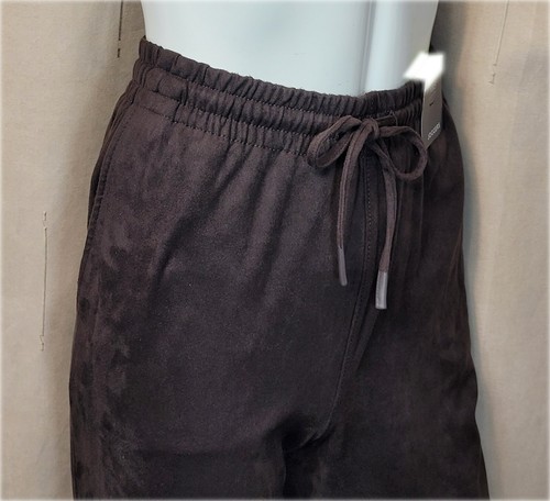 M&S Faux SUEDE Cuff Ankle JOGGERS - Size 12 Long ~ CHOCOLATE - Picture 3 of 7