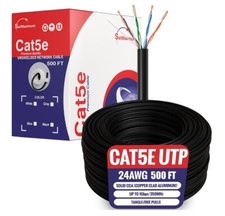 CAT5e UTP 500ft Ethernet Network Cable 24AWG LAN RJ45 CCA Solid Bulk Wire Black