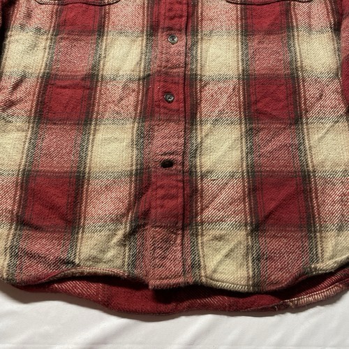 Vintage 90s Flannel Shirt Men’s XL Red Beige Plaid Grunge Heavyweight Button 80s, Size XL, $26.99 - Photo 4