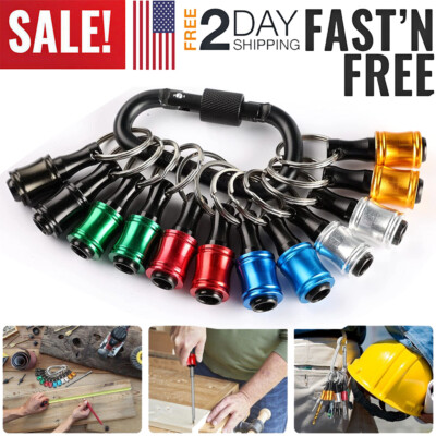 12PCS 1/4'' Hex Shank Quick Release Keychain Screwdriver Drill Bit Holder Bit Set