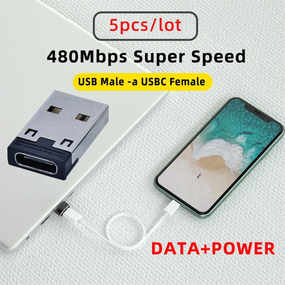 Cablecy 5pcs/lot USB-C Type C Female to USB 2.0 A Male 480Mb Data Power Adapter - Image 2 of 4