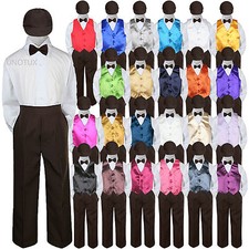 To Choose Vest Color for Baby Toddler Boys Suit Brown Formal Pants Bow Tie Hat