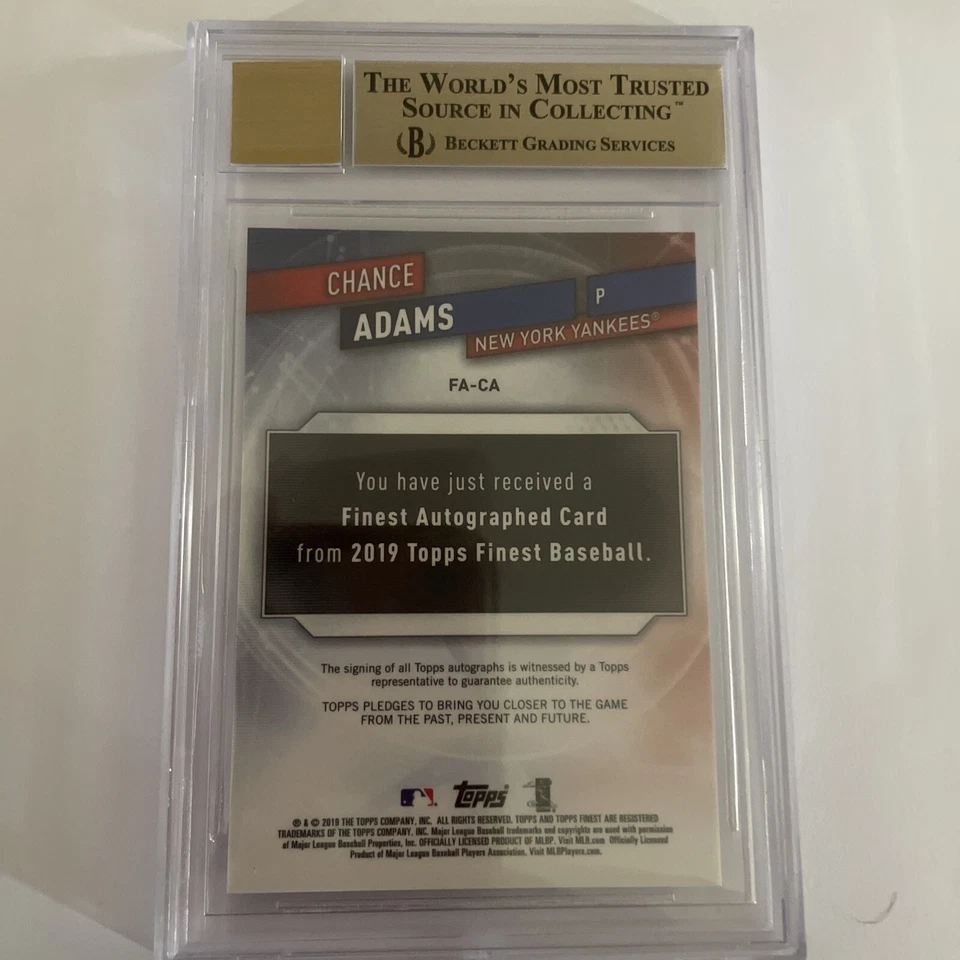 2019 Topps Finest Autographs F ACA Chance Adams BGS 9.5 Auto 10 Gem Mint - Image 2 of 2