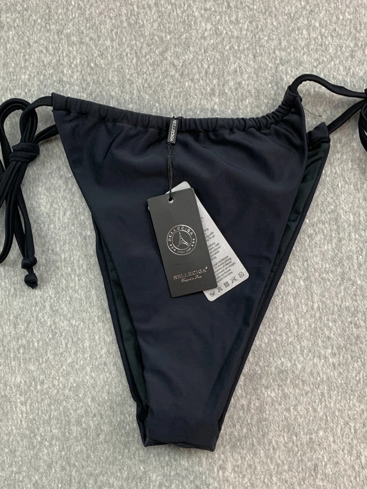 Relleciga String-Bikinihose Damen groß schwarz seitlich gebunden seidig glatt neu mit Etikett
