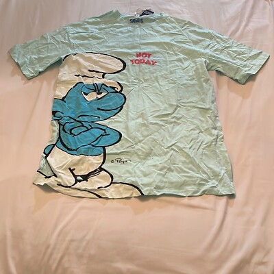 Primark Mens Light Blue The Smurfs Not Today Short Sleeve Pullover T Shirt Sz M