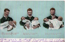 Carte postale - Père et ses enfants.