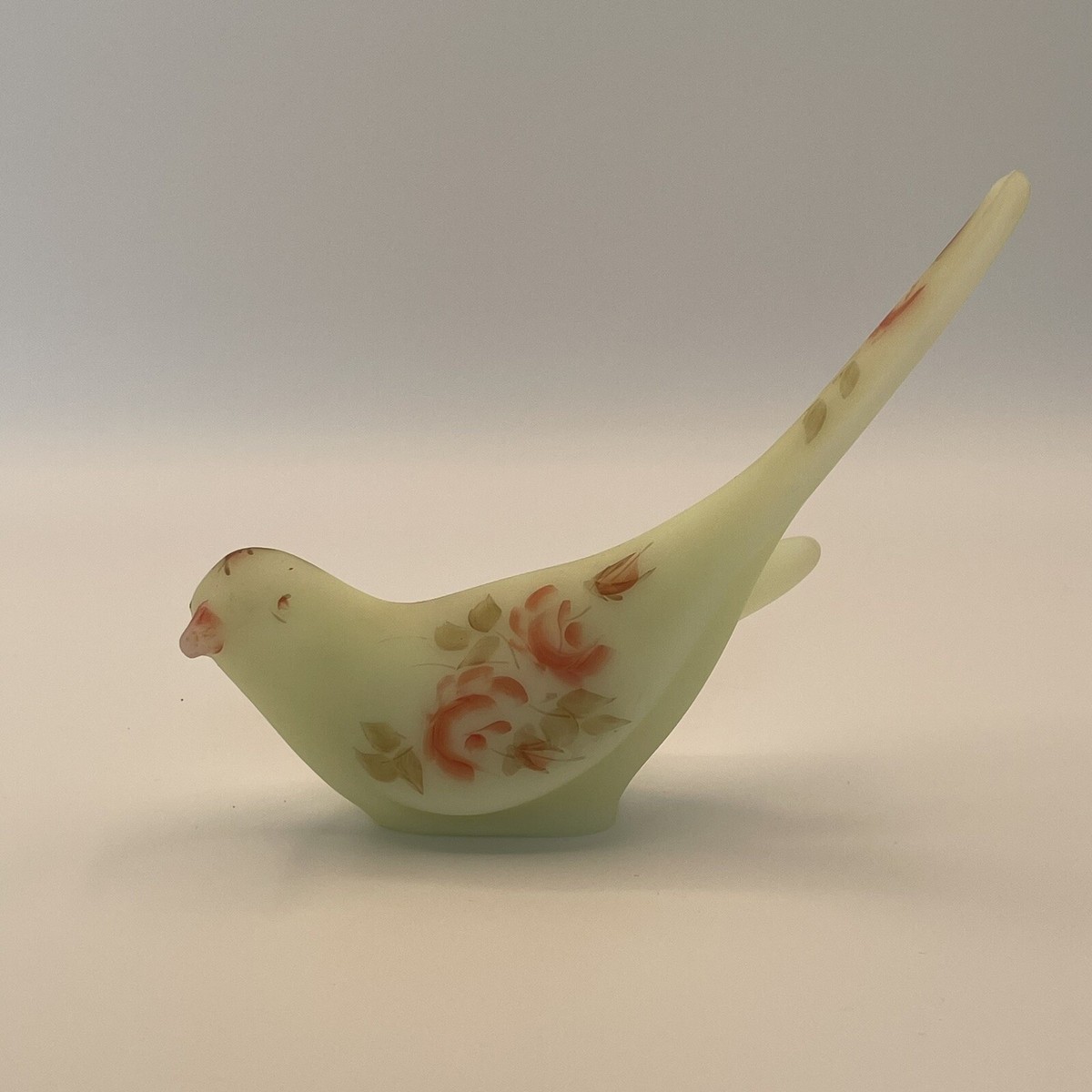 Fenton Bird of Happiness - GLOWS - Custard Yellow Glass - Hand