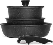 5PCS Pots and Pans Set Non Stick, Kitchen Cookware Sets with Detachable Handl...