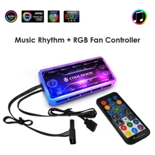 PC Cooling Fan Hub RGB Fan Controller Remote Control Computer Case Adapter
