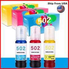 3PK Compatible 502 Ink Refill Bottles for ET 2700 2750 Printer