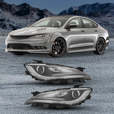 2015-2016 Chrysler 200 Headlight Driver Side With Led Drl Black Trim High Quality
