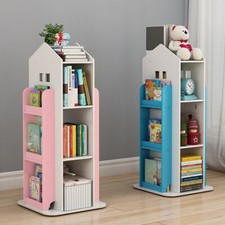 Kids Children Corner Book Shelf Rotating Bookcase Bookshelf Toys Display Storage