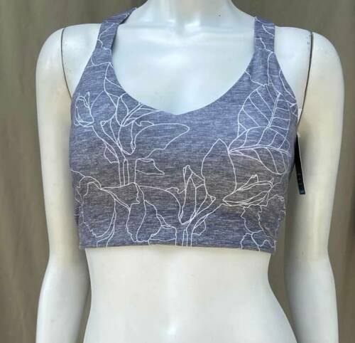 NUEVO SUJETADOR DEPORTIVO GAP FIT gris contorno floral bajo impacto longline espalda cruzada medio - Imagen 5 de 5