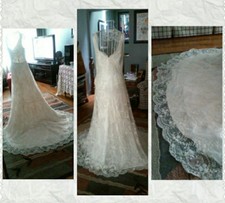 Stunning Ivory V neck Beaded Wedding Dress