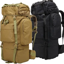 65L Tactical Backpack w/ Internal Frame&Rain Cover Waterproof Rucksack Travel US
