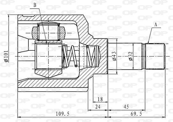 Tête de cardan Fiat Grande Punto et Alfa Romeo Mito en acier forgé