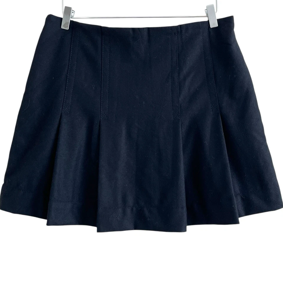 GAP Y2K Black Pleated Wool Mini Skirt Sz 10 Academia Vintage Schoolgirl Preppy - Image 2 of 4