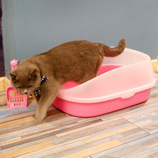 Cat Litter Tray Pet Open Toilet Pan Box Cat Centre, Semi-Enclosed Cat Litte Box