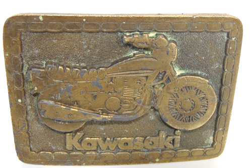 Kawasaki Belt Buckle Brass Vintage 1975 Motorcycle Easy Rider Outlaw Bikers