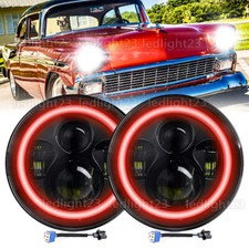 7 Inch RED Halo LED Headlights Hi/Lo DRL Turn...
