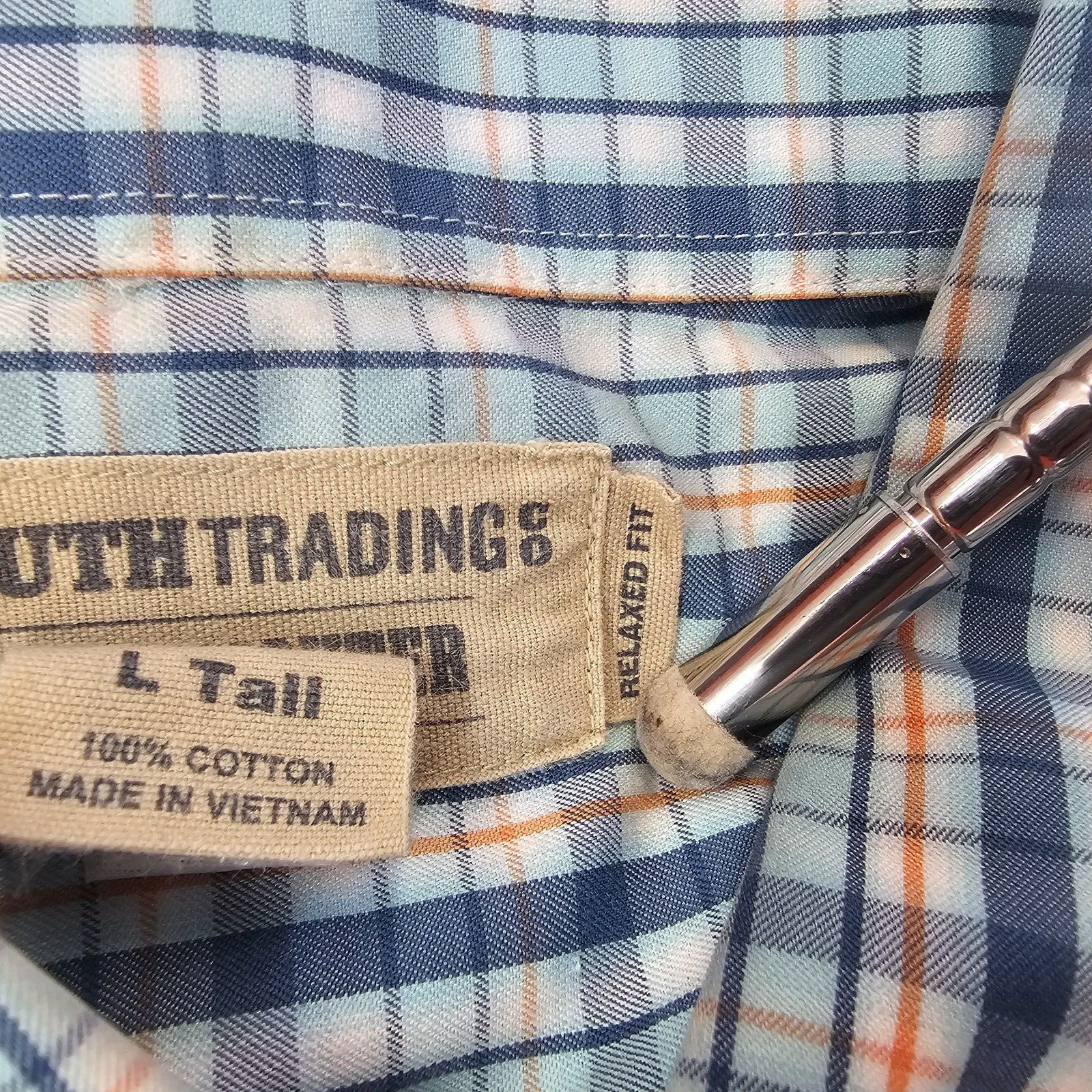 Duluth Trading wrinkle fighter relaxed fit button down shirt mens large tall SS image 8