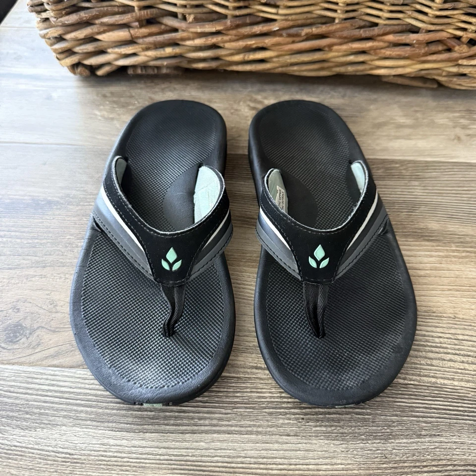 Reef Slap 3 Black Gray Flip Flop Sandals Synthetic Upper Womens Size 6 Summer - Image 2 of 4