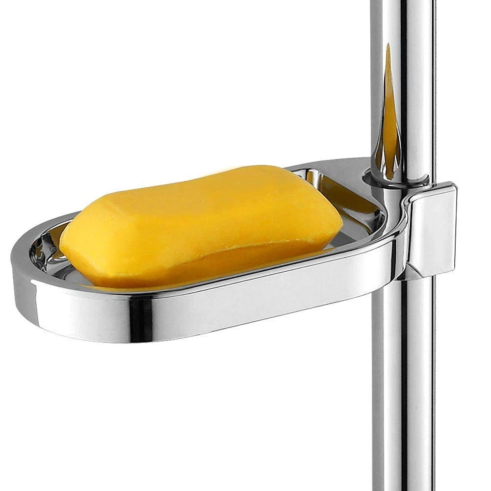 Shower Rail Soap Holder, Clip-on Bathroom Soap Holders ABS Adjustable Shower
