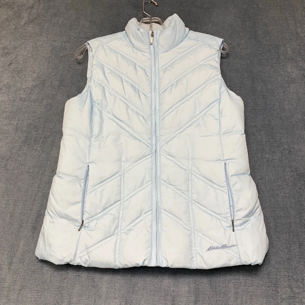 Eddie Bauer Premium Goose Down Puffer Vest Mens Small Blue Full Zip Outdoor