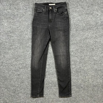Levis 721 High Rise Skinny Jeans Womens Size 27 Black Denim Cotton Stretch