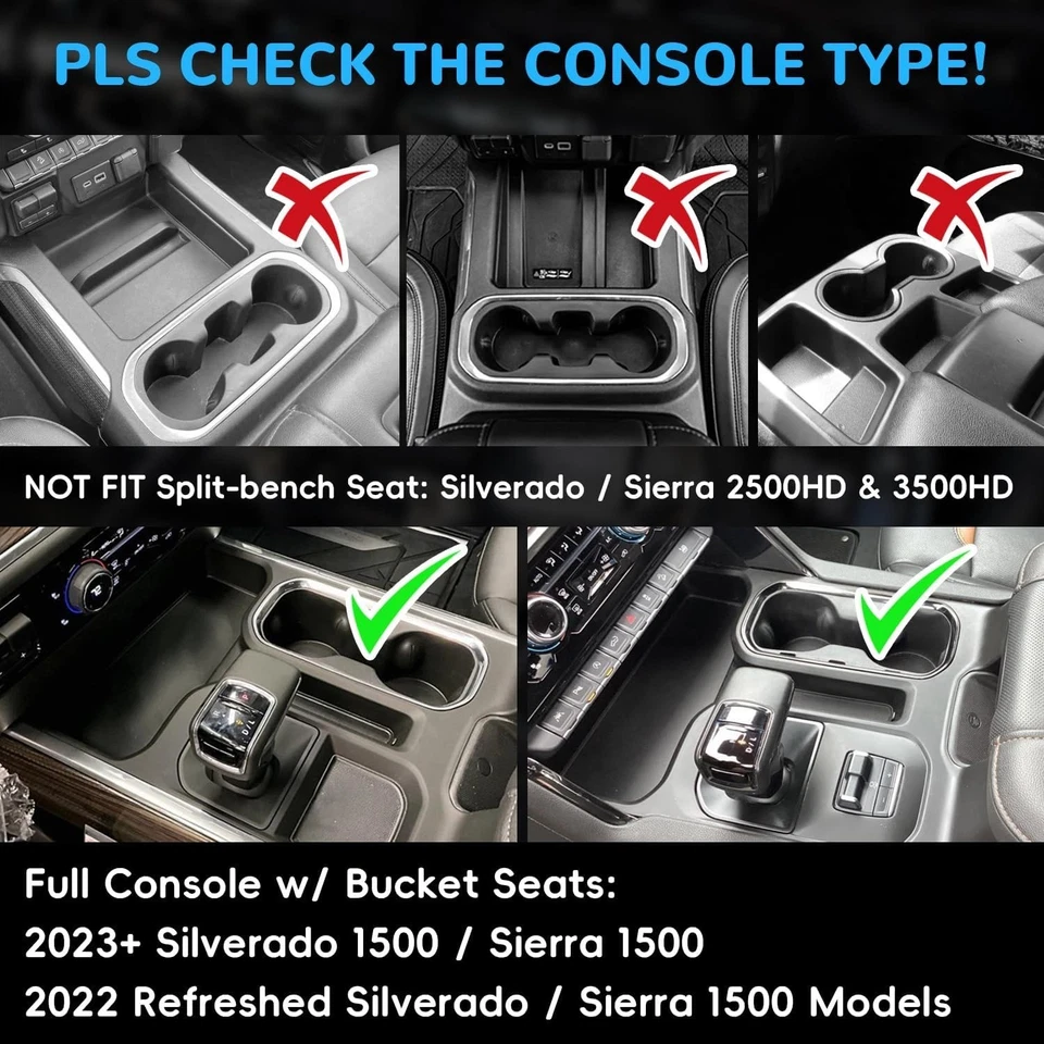 Auovo Center Console Mats for Chevrolet Silverado 1500 Backet Seat Sierra 1500 - Image 2 of 4