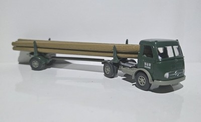 Wiking H0 1:87 LKW MB PULLMANN  LANGHOLZTRANSPORTER WERBEMODELL ''W u W HOLZBAU''
