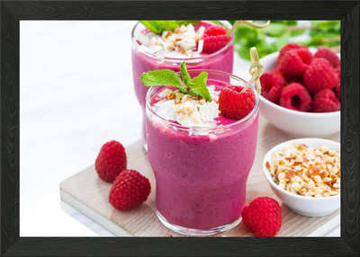 Raspberry Smoothie Gerahmtes Wandbild Poster Leinwanddruck Bild