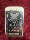 5 Oz 99.9% Pure Silver Sunshine Mint Silver Bar 5 Troy Ounces Pure Silver