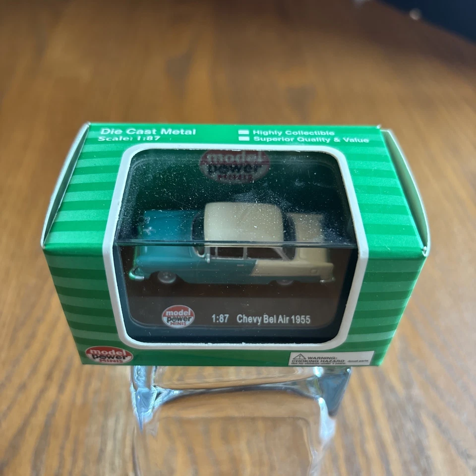 Model Power 19236 1:87 HO Minis Green/Cream 1955 Chevy Bel Air Coupe - Image 2 of 4